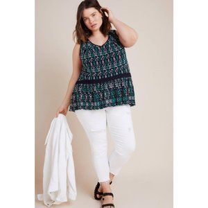 Anthropologie Maeve Cammie Embroidered Peplum Top